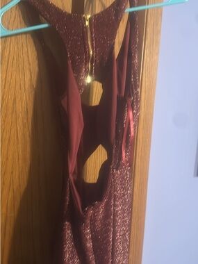 Jump Burgundy Glitter Cutout Prom Dress